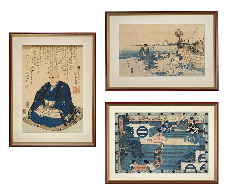 Three Woodblock Prints par  Japanese School