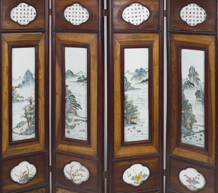 A Chinese Four Panel Famille Rose Table Screen, Republican Period by  Chinese Art