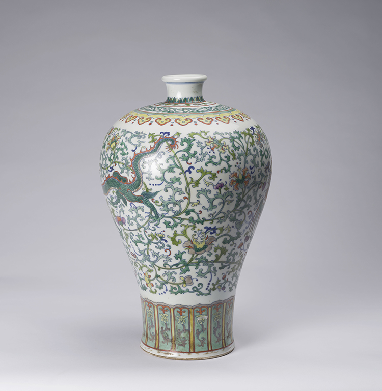 A Chinese Doucai Enameled ‘Dragon and Phoenix’ Meiping Vase, Qianlong Mark, 20th Century by  Chinese Art