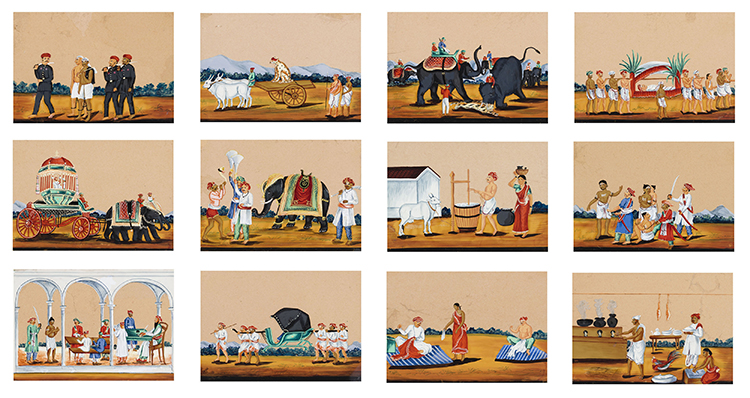 Twelve Indian Company School Mica Paintings, 19th Century par Indian Art