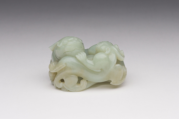 A Chinese Pale Celadon Jade Mythical Beast Group, Mid 20th Century par  Chinese Art
