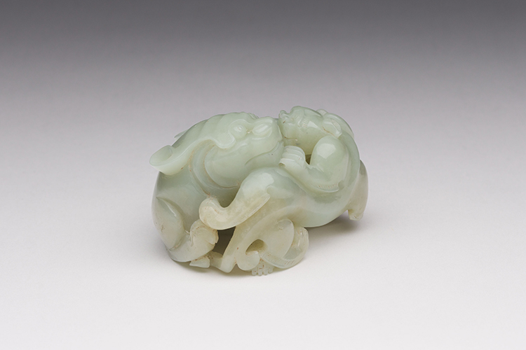 A Chinese Pale Celadon Jade Mythical Beast Group, Mid 20th Century by  Chinese Art