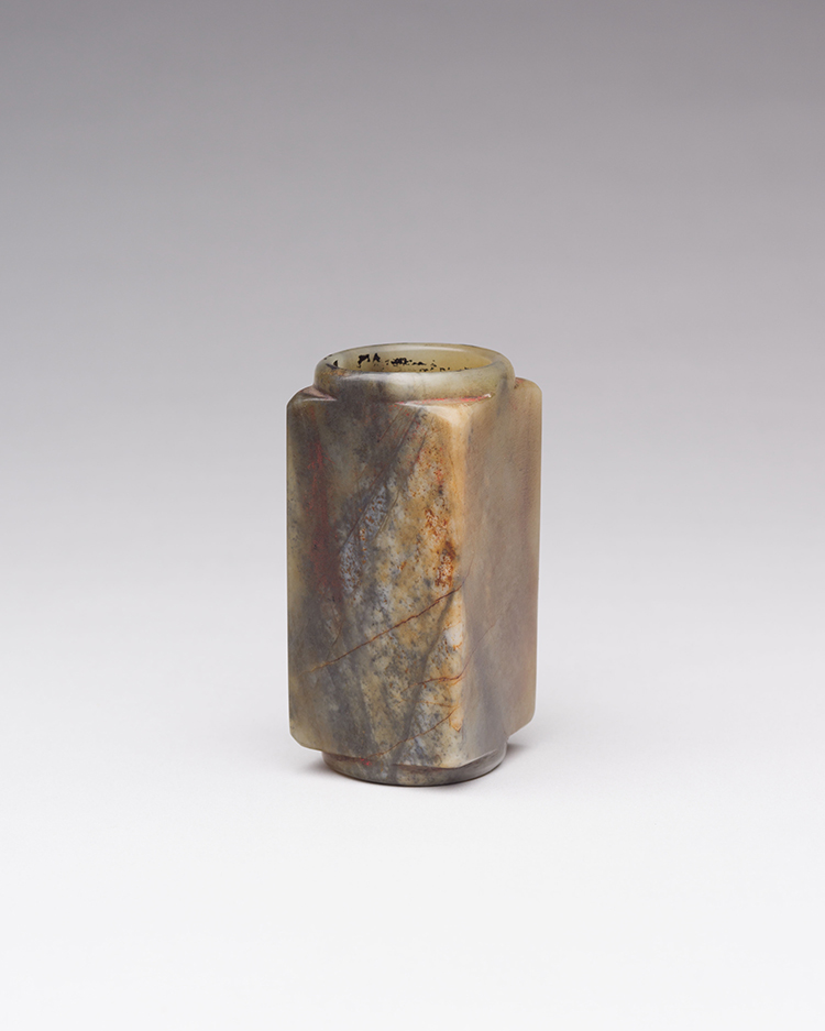 A Mottled Green and Brown Jade Cong Form Vase, Probably Ming Dynasty par  Chinese Art