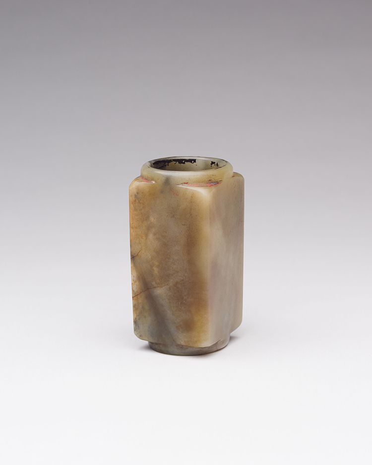 A Mottled Green and Brown Jade Cong Form Vase, Probably Ming Dynasty by  Chinese Art