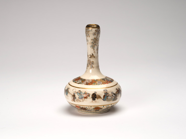 A Japanese Satsuma 'Figural' Bottle Vase, Meiji Period, Circa 1900 by Yabu Meizan