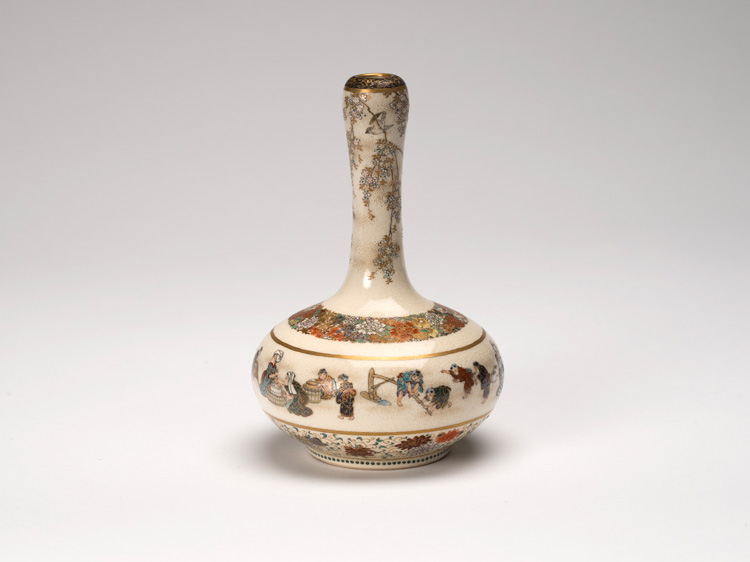 A Japanese Satsuma 'Figural' Bottle Vase, Meiji Period, Circa 1900 by Yabu Meizan