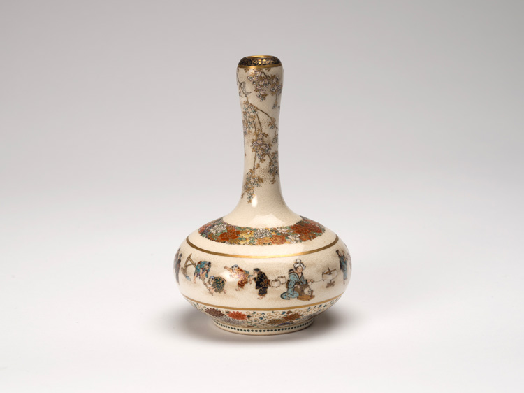 A Japanese Satsuma 'Figural' Bottle Vase, Meiji Period, Circa 1900 by Yabu Meizan