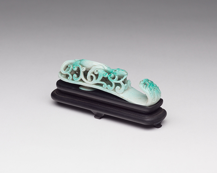 An Unusual Chinese Imitation-Turquoise Porcelain 'Dragon' Belthook, 19th Century by  Chinese Art