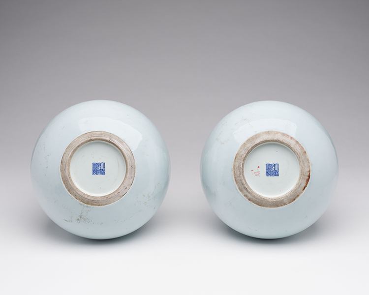 A Pair of Chinese Sky-Blue Double Gourd Vases, Qianlong Mark, Republican Period par  Chinese Art