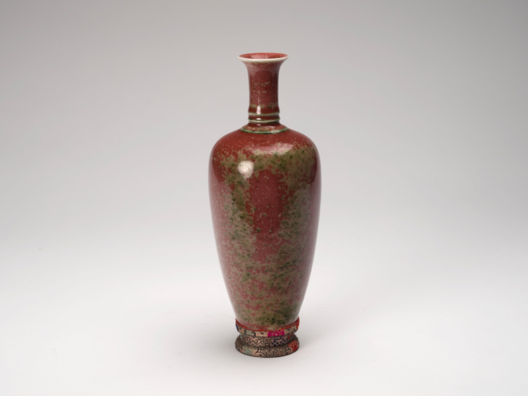 A Chinese Peachbloom Glazed ‘Three-string’ Vase, Laifu Zun, Kangxi Mark, 19th Century by  Chinese Art