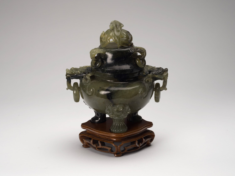 A Chinese Hardstone Carved Tripod Censer and Cover, Early 20th Century by  Chinese Art