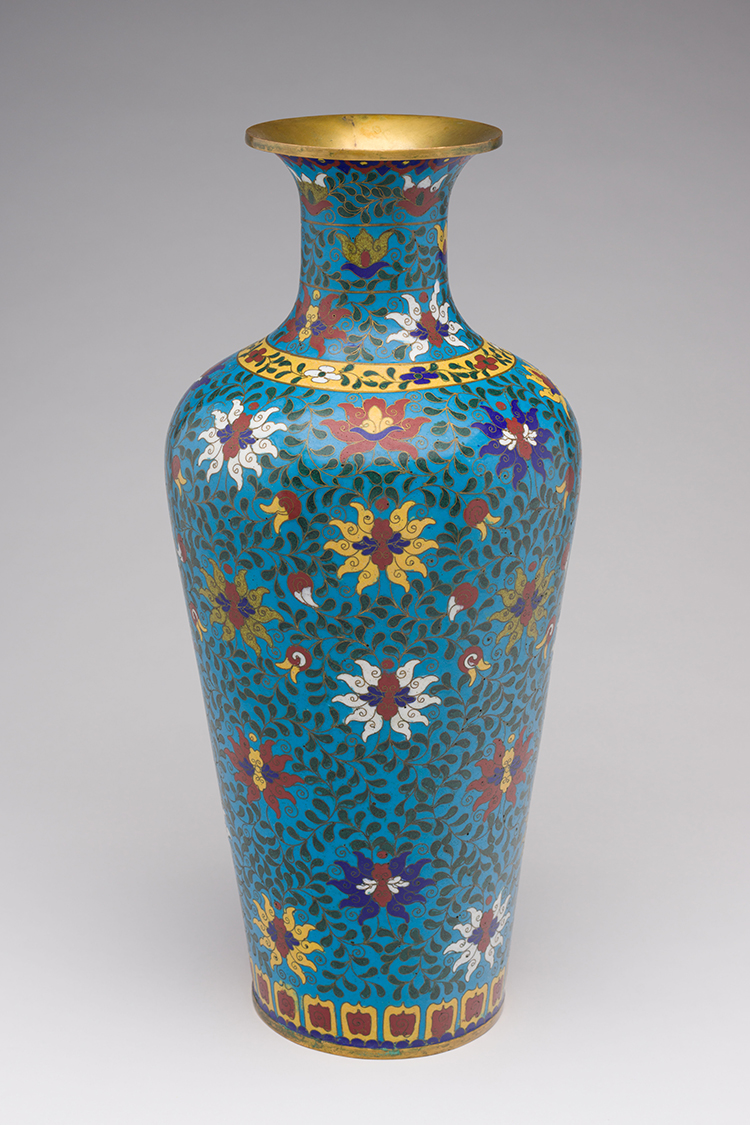 A Large Chinese Ming-Style Cloisonné Enamel Baluster Vase, Qianlong Mark by  Chinese Art
