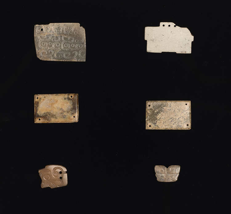 A Group of Six Chinese Jade Plaques and Fragments, Mostly Western Zhou Dynasty by  Chinese Art