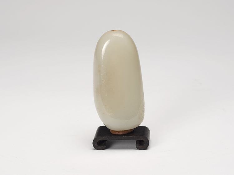 A Chinese Mottled White Jade 'Coin Pouch' Snuff Bottle, 19th Century by  Chinese Art