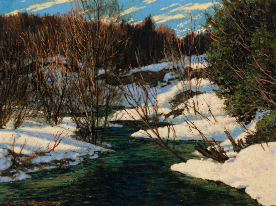 Stream in Winter by Frank Hans (Franz) Johnston
