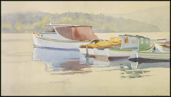 Coastal Scene with Boats by Walter Joseph (W.J.) Phillips
