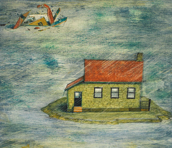 The House Built on Sand and the House Built on  Rock by William Kurelek