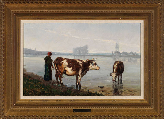 Cattle Watering by Adolphe Vogt