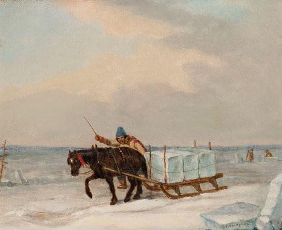 Cutting Ice on the River by Cornelius David Krieghoff