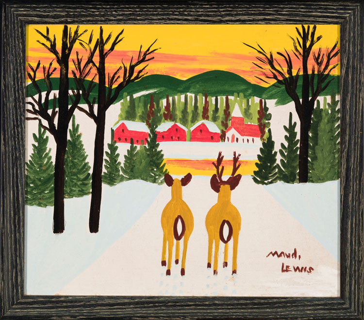 Two Deer in Winter par Maud Lewis