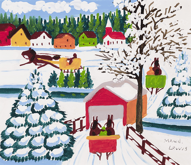 Covered Bridge in Winter par Maud Lewis