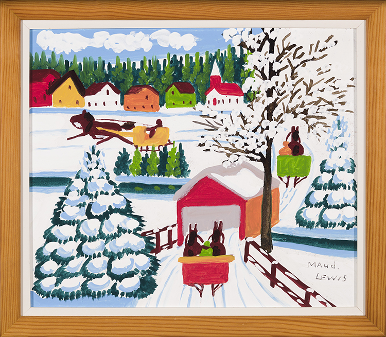 Covered Bridge in Winter by Maud Lewis