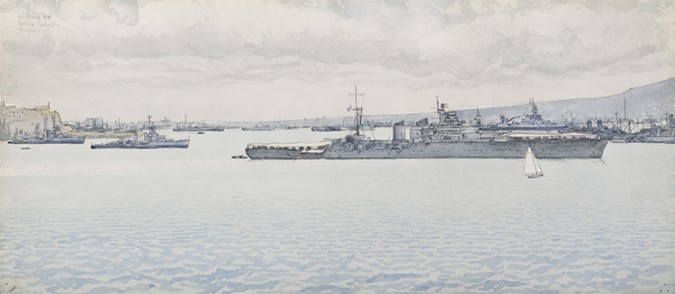 Italian Cruiser in Naples Harbour by Alexander Colville
