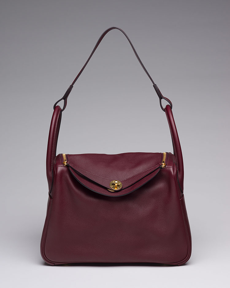 A ROUGE H CLÉMENCE LEATHER LINDY 30 WITH PALLADIUM HARDWARE by  HERMÈS