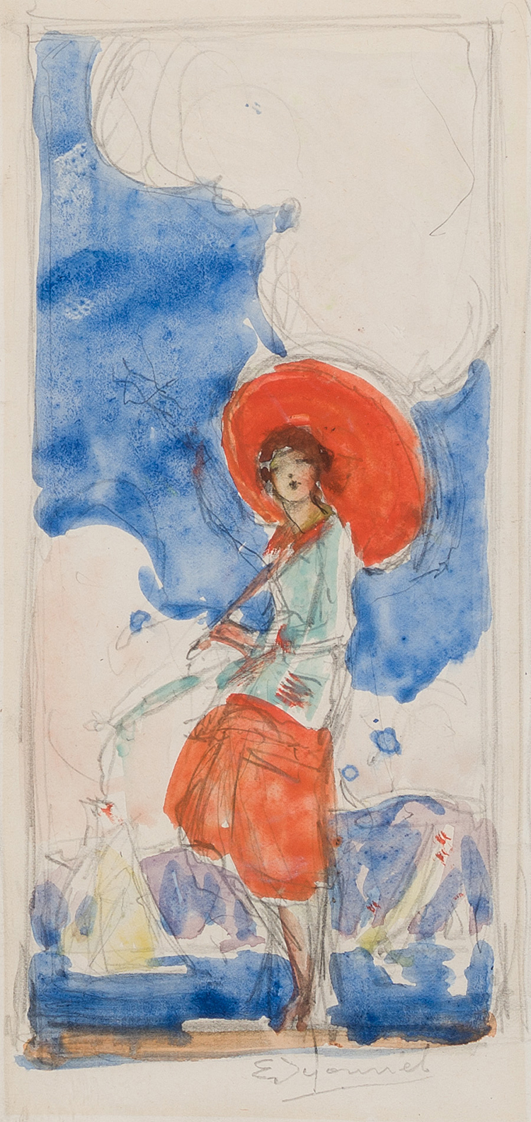 Girl with Parasol by Edmund Dyonnet