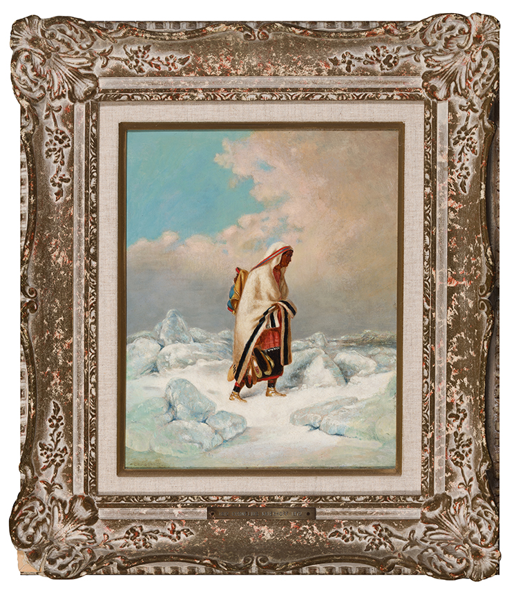 Moccasin Seller with Papoose Crossing the Ice by Cornelius David Krieghoff