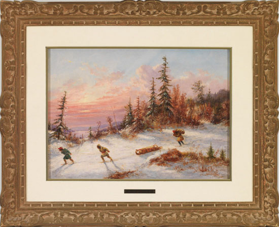 Indian Hunters Crossing a Winter Clearing at Sunset by Cornelius David Krieghoff