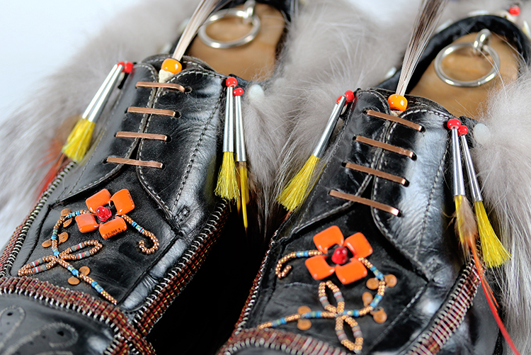 Fox Tail Moccasins by Barry Ace