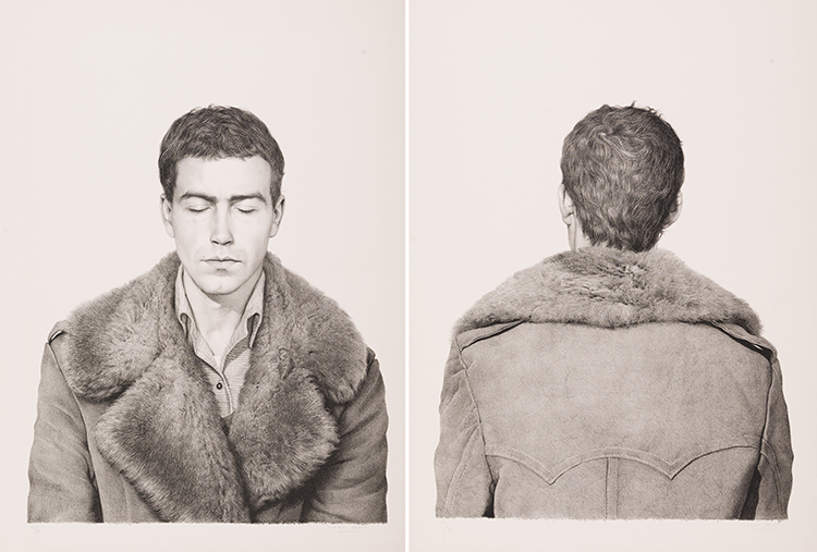 Two Lithographs: Fur Coat Front and Back par Claudio Bravo