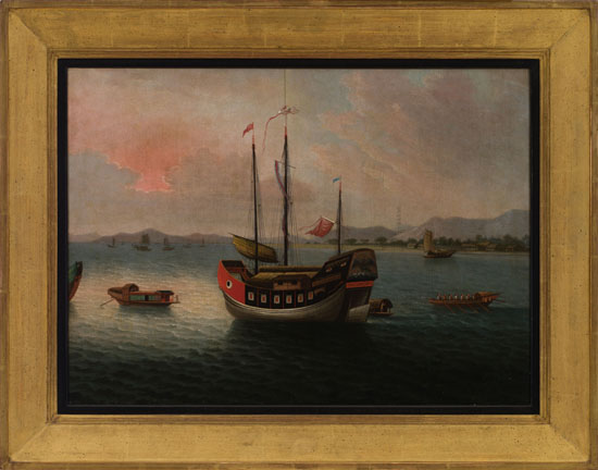 A Junk at Anchor in the Pearl River / An Indiaman off the Kent Coast (verso) by Chinese Artist