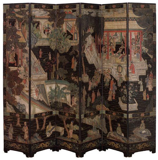 18th Century Asian Coromandel Six Fold Screen par  Unknown Artist