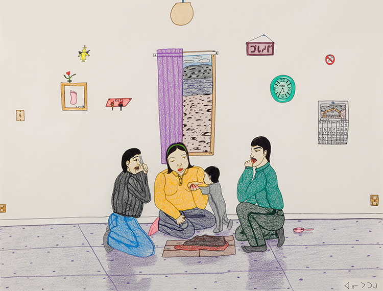 Family and Baby by Annie Pootoogook