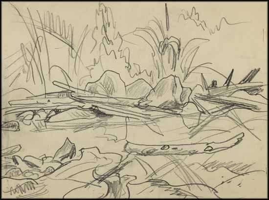 North Pine / Landscape (verso) by Alexander Young (A.Y.) Jackson