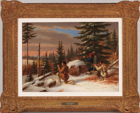 Gentlemen and Indian Hunting Caribou by Cornelius David Krieghoff