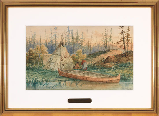 Indians, Canoe and Tepee by Frederick Arthur Verner