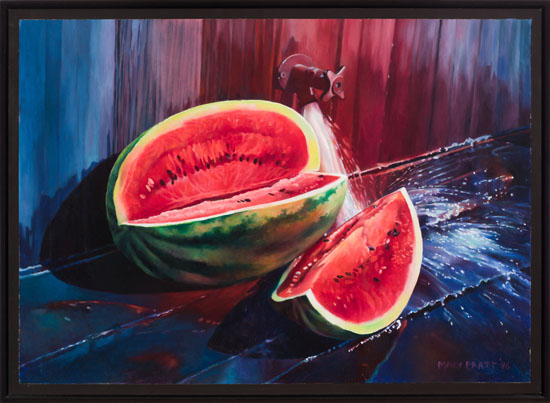 Water, Spout & Cut Melon by Mary Frances Pratt