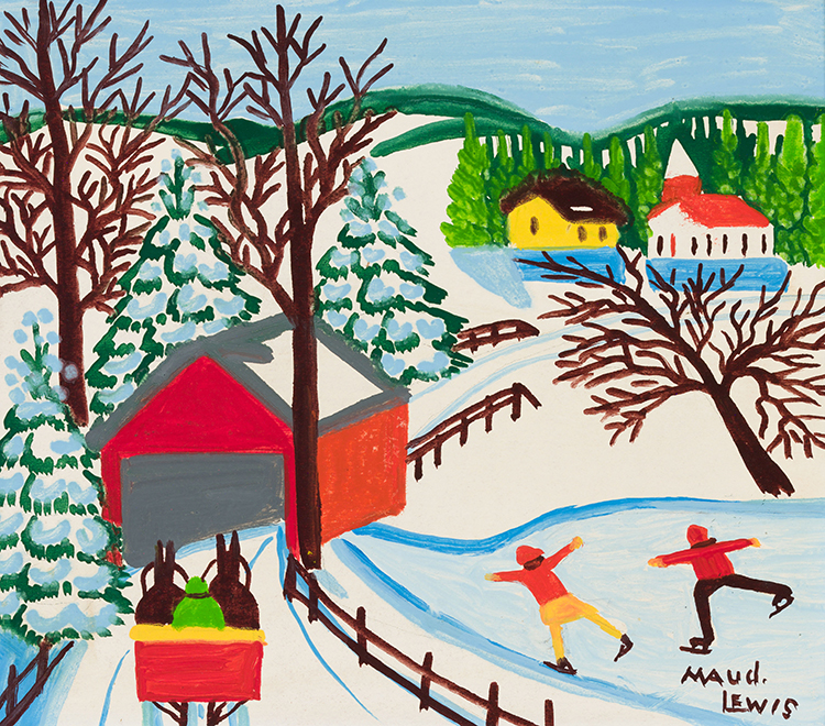 Covered Bridge with Skaters by Maud Lewis