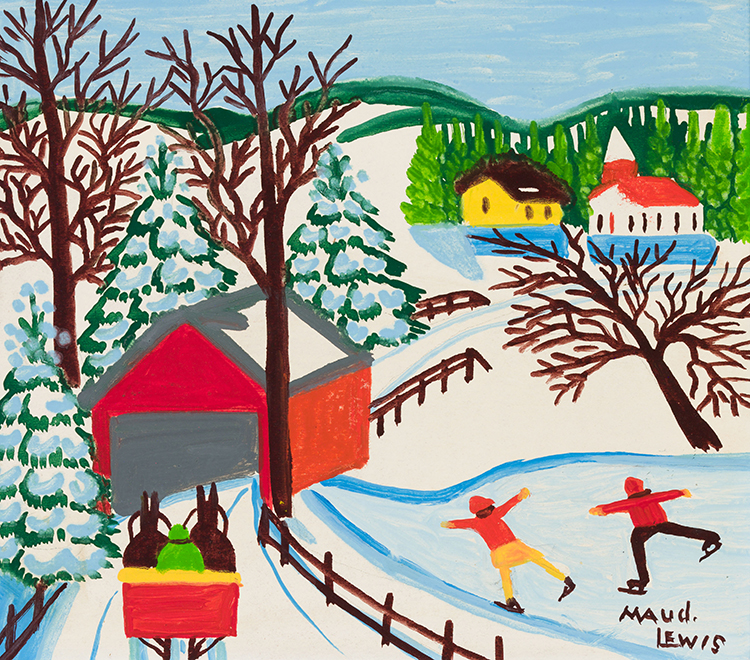 Covered Bridge with Skaters par Maud Lewis