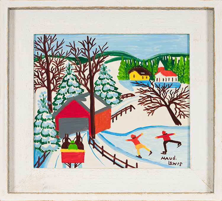 Covered Bridge with Skaters by Maud Lewis