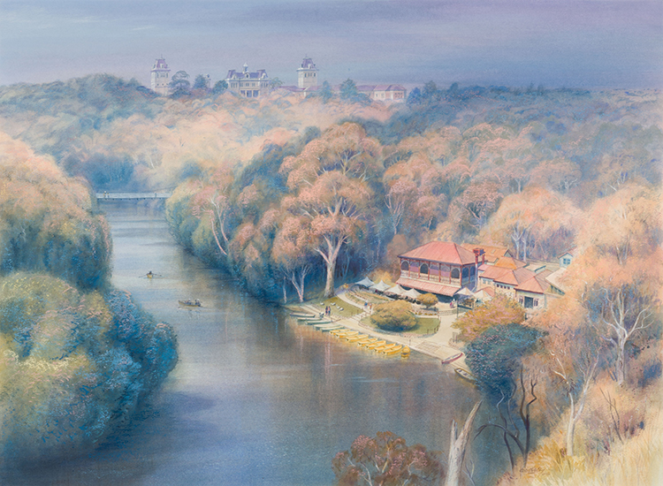 Studley Park, Boathouse on Yarra by Kenneth William David Jack