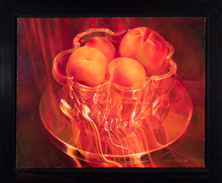 Peaches Flaming in Crystal by Mary Frances Pratt