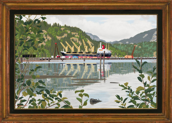 View of a Freighter at Cowichan Bay by Edward John (E.J.) Hughes