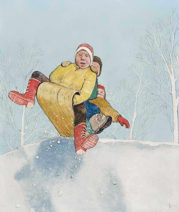 Tobogganeers in High Park, Toronto by William Kurelek