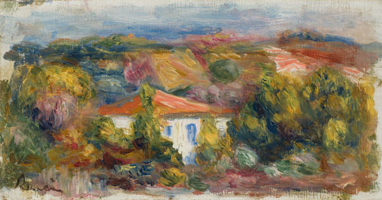 Paysage et maison, Cagnes par Pierre-Auguste Renoir
