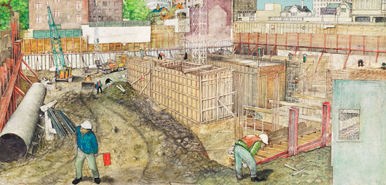 Construction at Bay and Bloor par William Kurelek