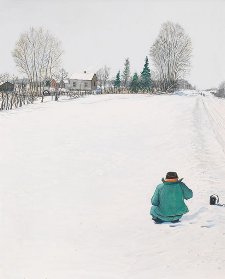 Dogs Barking at Artist in Alberta by William Kurelek